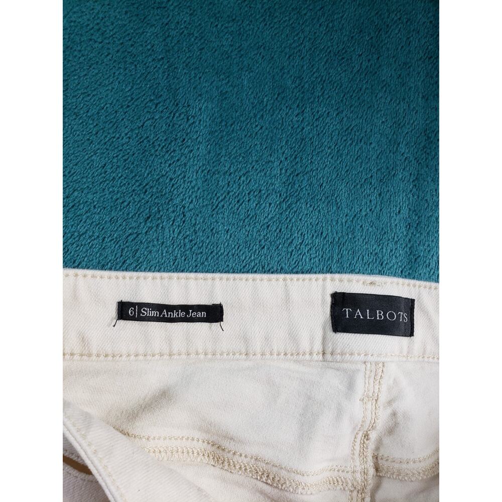 Talbots Jeans Size 6 Womens White Stretch Pants Denim Mid Rise Slim Ankle - Picture 3 of 12